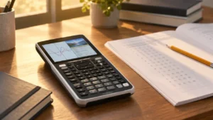 TI-Nspire CX II calculator beside an exam answer sheet, illustrating whether it is allowed on the SAT.
