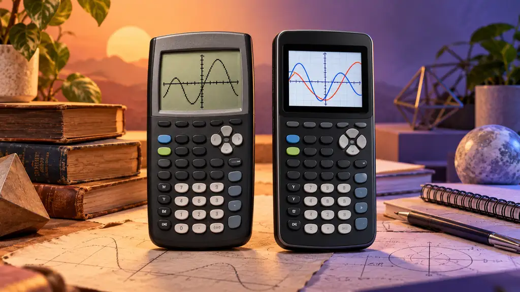 Older monochrome and newer color-screen calculator concepts for the TI-84 Plus vs TI-84 Plus CE comparison.